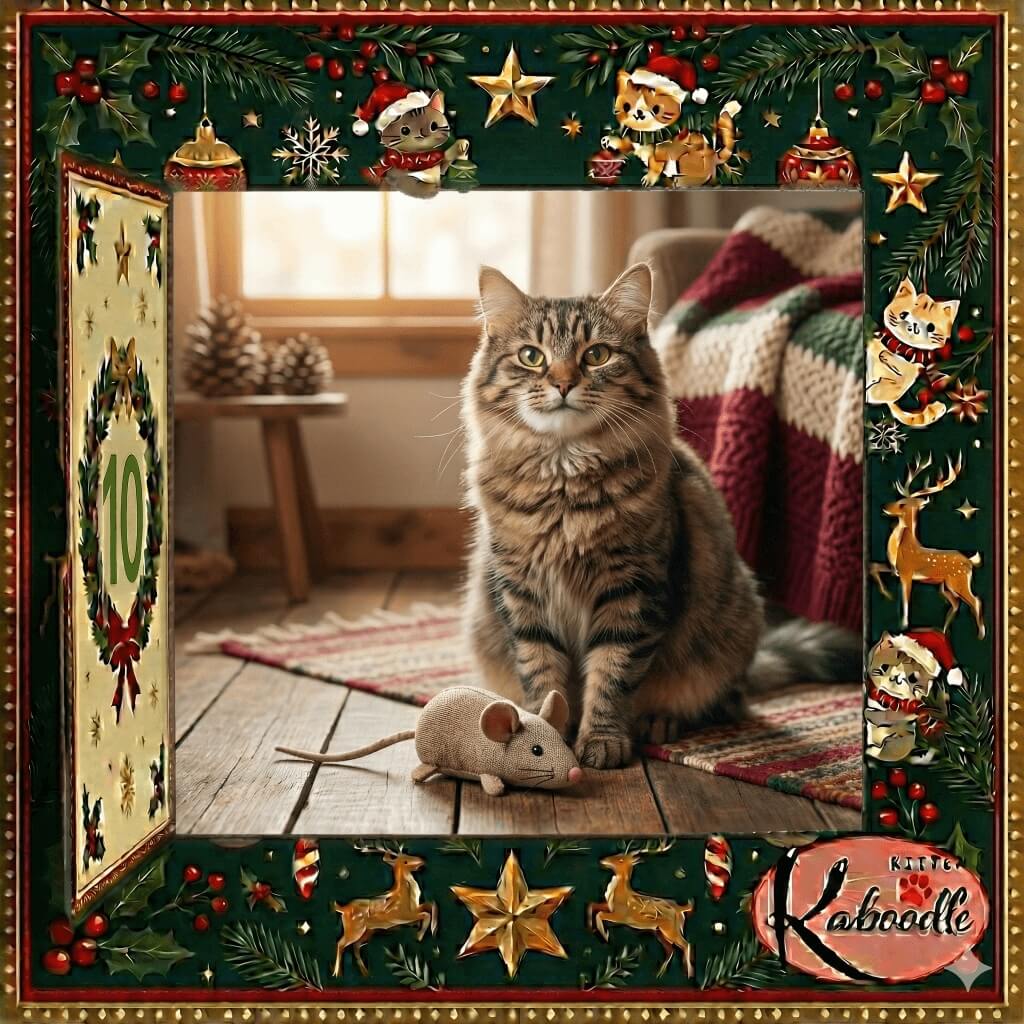 A cat proudly delivering a toy mouse as a gift