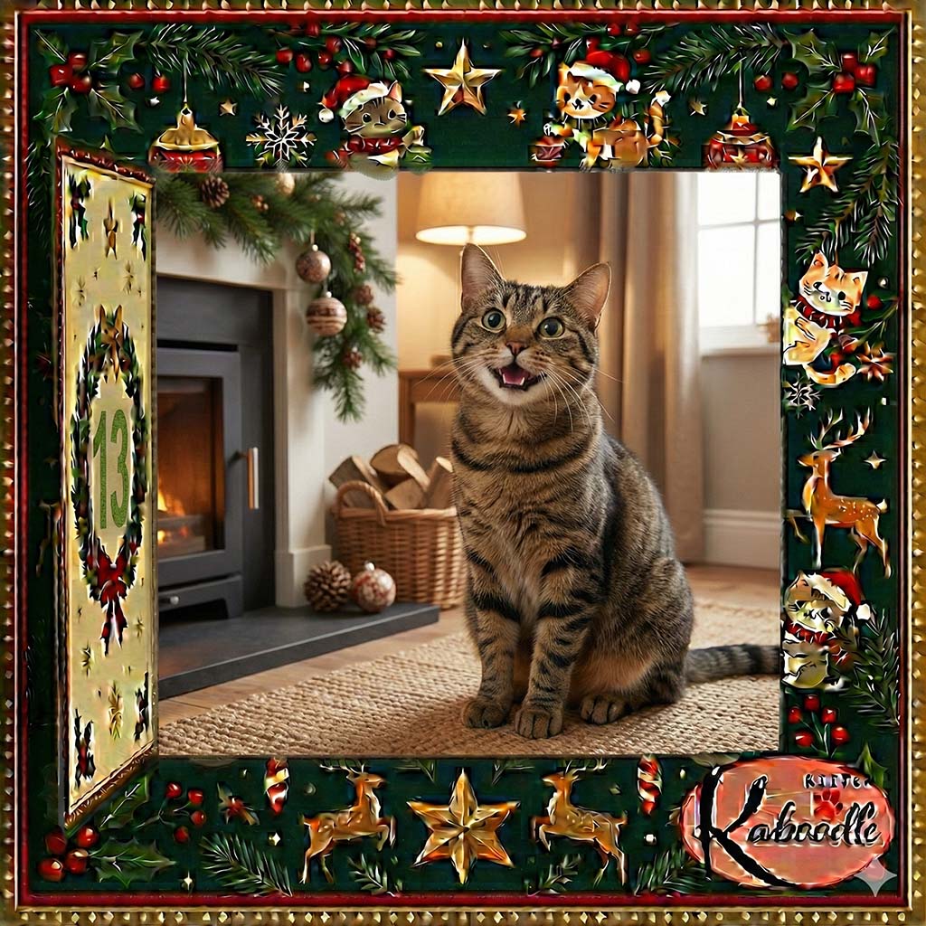 A cat making a chirruping sound while looking up playfully